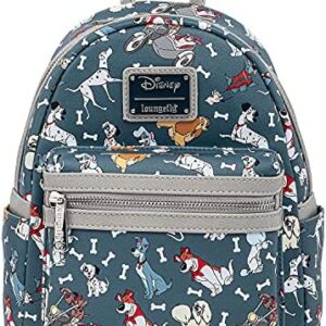 Loungefly Disney Dogs Mini-Backpack Handbag All Over Print Lady Tramp Dalmatians Grey