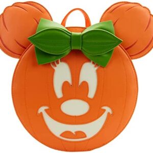 Loungefly Disney Glow Face Minnie Pumpkin Womens Double Strap Shoulder Bag Purse
