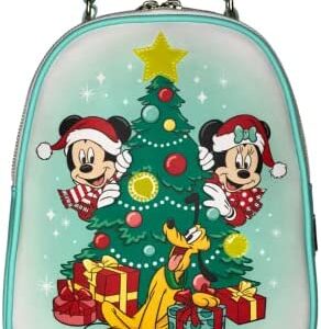 Loungefly Disney Mickey Mouse Sensational Six Christmas Light-Up Womens Double Strap Shoulder Bag Mini Backpack Purse