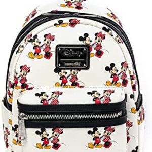 Loungefly Disney Mickey and Minnie Mouse AOP Womens Double Strap Shoulder Bag Purse