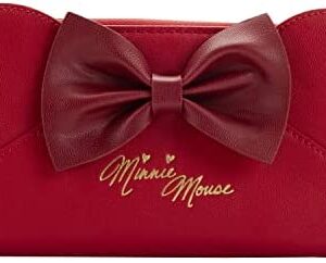 Loungefly Disney Minnie Mouse Red Faux Leather Wallet with Embellished Ears and Bow