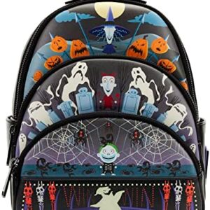Loungefly Disney Nightmare Before Christmas Triple Pocket Womens Double Strap Shoulder Bag Purse