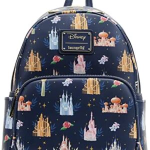 Loungefly Disney Princesses Castles All Over Print Womens Double Strap Shoulder Bag Purse