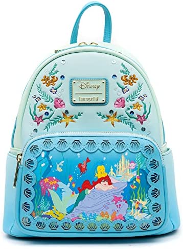 Loungefly Disney The Little Mermaid, Princess Stories Series Ariel Mini Backpack, Flounder Sebastian