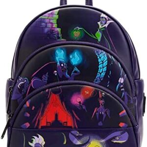 Loungefly Disney Villains Triple Pocket Glow in the Dark Womens Double Strap Shoulder Bag Purse