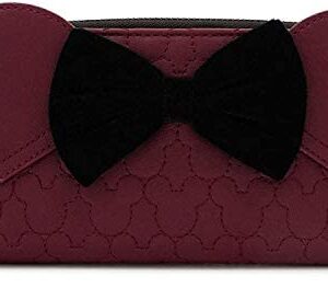 Loungefly x Minnie Mouse Quilted Zip-Around Wallet with Velvet Bow