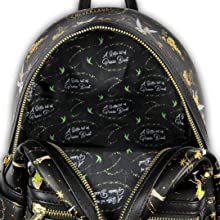 Tinkerbell pixie dust peter pan lost boys believe in fairies Loungefly bag neverland Black Backpack