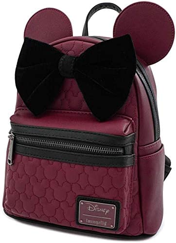 Loungefly Minnie Mouse Maroon Quilted Mini Backpack - Image 2
