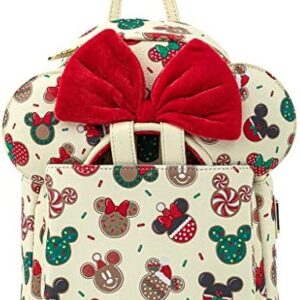 Loungefly Disney Christmas Mickey and Minnie Cookie Adult Womens Double Strap Shoulder Bag Purse with Ears Headband