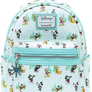 Loungefly Disney Classics, Disney Holiday Sensational Six Mini Backpack, Mickey Mouse Minnie Donald Daisy Goofy Pluto