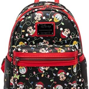 Loungefly Disney Glow in the Dark Santa Mickey and Friends Christmas Lights Backpack