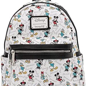 Loungefly Disney Mickey Minnie Mouse Donald Daisy Mini Backpack Handbag White