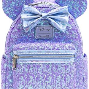 Loungefly Disney Mini Backpack, Minnie Mouse Celebration Iridescent Sequin, Disney Celebration