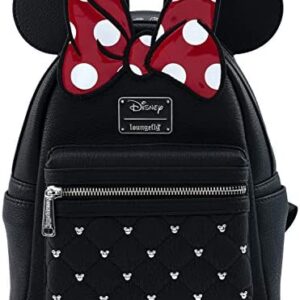 Loungefly Disney Minnie Mouse Bow Faux Leather Womens Double Strap Shoulder Bag Purse One Size