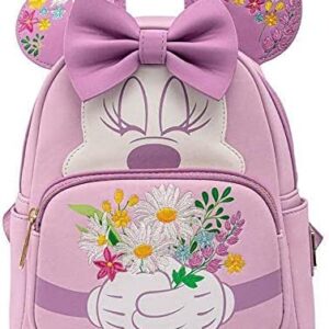 Loungefly Disney Minnie Mouse Holding Flowers Womens Double Strap Shoulder Bag Purse