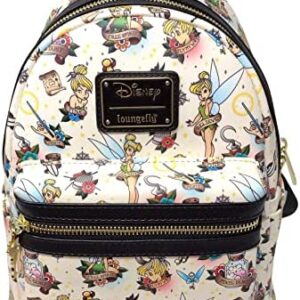 Loungefly Disney Peter Pan Tinkerbell Tattoo Print Womens Double Strap Shoulder Bag Purse