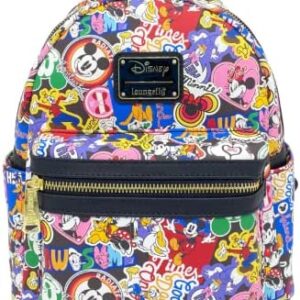 Loungefly Exclusive Disney Stickers All Over Print Double Strap Shoulder Bag