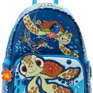 Loungefly Disney Pixar Finding Nemo Squirt and Crush Womens Double Strap Shoulder Bag Mini Backpack Purse