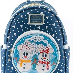 Loungefly Disney Snowman Mickey Minnie Mouse Snowglobe Womens Double Strap Shoulder Bag Purse