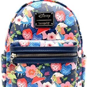 Loungefly X LASR Exclusive Disney Alice in Wonderland Golden Afternoon AOP Mini Backpack - Fashion Cute Purses Backpacks
