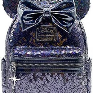 Loungefly X LASR Exclusive Disney Celestial Dreams Black Holographic Sequin Minnie Mini Backpack - Fashion Cosplay Disneybound Cute Backpacks