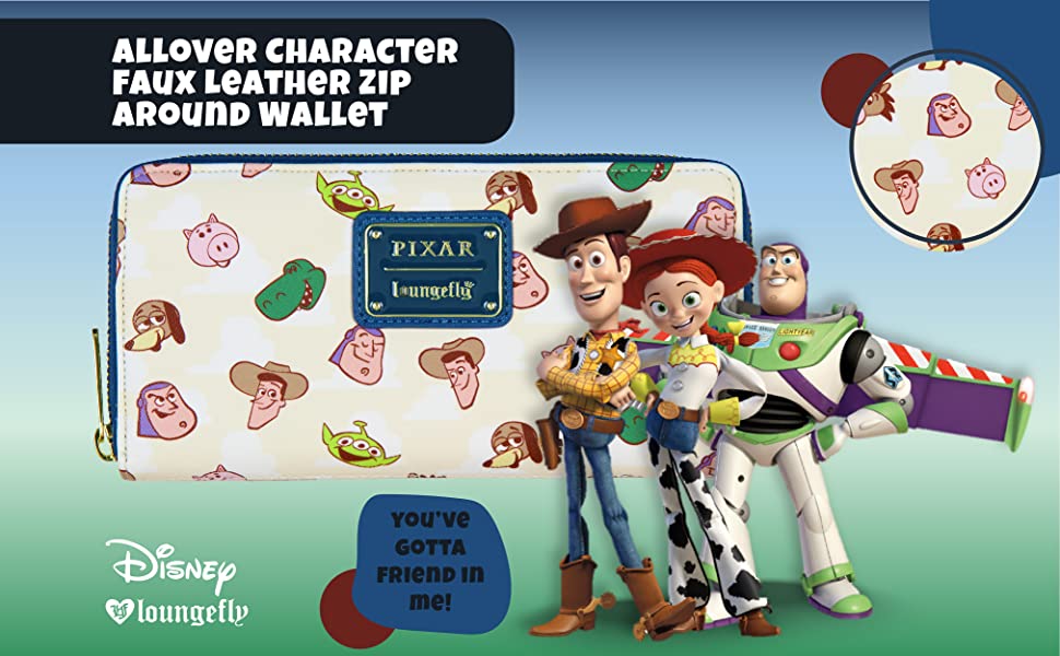 Loungefly x Disney Toy Story Allover Character Faux Leather Zip Around Wallet Christmas Holiday Gift