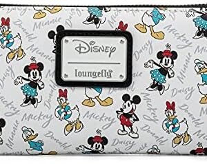 Loungefly Disney Wallet Mickey Minnie Mouse Daisy Donald Duck Zip Clutch White