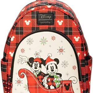 Loungefly Disney Holiday Mickey and Minnie Mouse Womens Double Strap Mini Backpack
