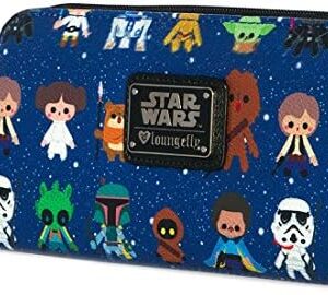 Loungefly Star Wars Baby All Over Print Zip Around Wallet, Blue