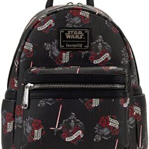 Loungefly Star Wars Kylo Ren Roses Tattoo All Over Print Womens Double Strap Shoulder Bag Purse
