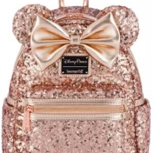 Loungefly Disney Parks Minnie Mouse Sequin Mini Backpack – Rose Gold