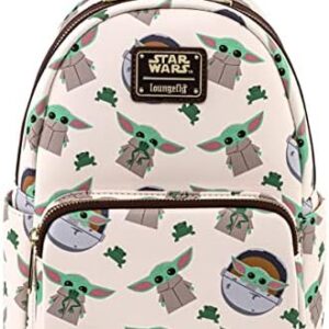 Loungefly Star Wars The Mandalorian Baby Yoda Grogu AOP Womens Double Strap Shoulder Bag Purse