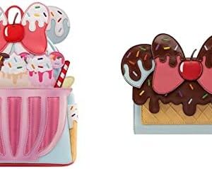 Loungefly Disney Backpack: Minnie Mouse Sweet Treats Mini-Backpack, Amazon Exclusive & Wallet: Disney Minnie Mouse Sweet Treats, Amazon Exclusive