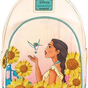 Loungefly Mini Backpack, Disney Pocahontas, Flint Sun Flowers