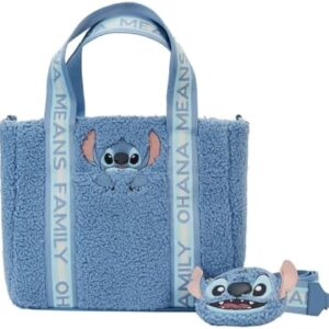 Loungefly Disney Stitch Plush Sherpa Tote Bag With Coin Bag