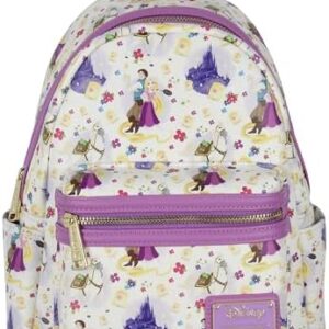 Loungefly Disney Tangled Rapunzel Flynn Ryder And Maximus All-Over Print Cute Mini Backpack