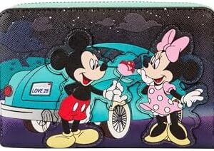 Loungefly Disney Mickey and Minnie Date Night Drive-In Faux Leather Zip Around Wallet