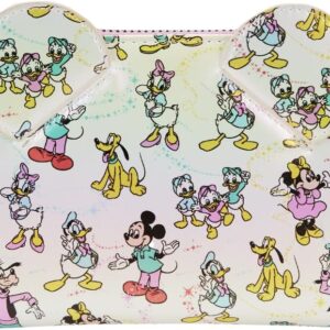 Loungefly Disney100 Mickey and Friends Classic All Over Print Iridescent Zip Around Wallet