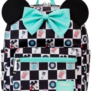 Loungefly Mickey & Minnie Date Night Diner Checkered All-Over Print Nylon Mini Backpack