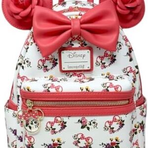 Loungefly Disney Minnie Mouse Roses Allover Print Womens Double Strap Shoulder Bag Purse
