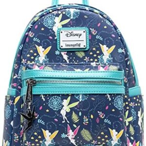 Loungefly Women's Disney Teal Tinkerbell Glow in the Dark Allover Print Backpack