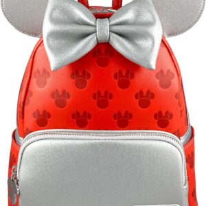 Loungefly Disney Minnie Mouse Red and Silver Womens Double Strap Shoulder Bag Purse