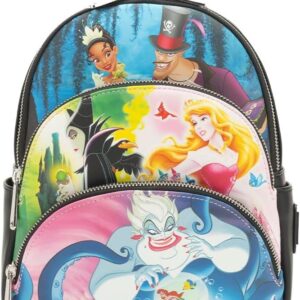 Loungefly Disney Princesses vs Villains Triple Pocket Womens Backpack
