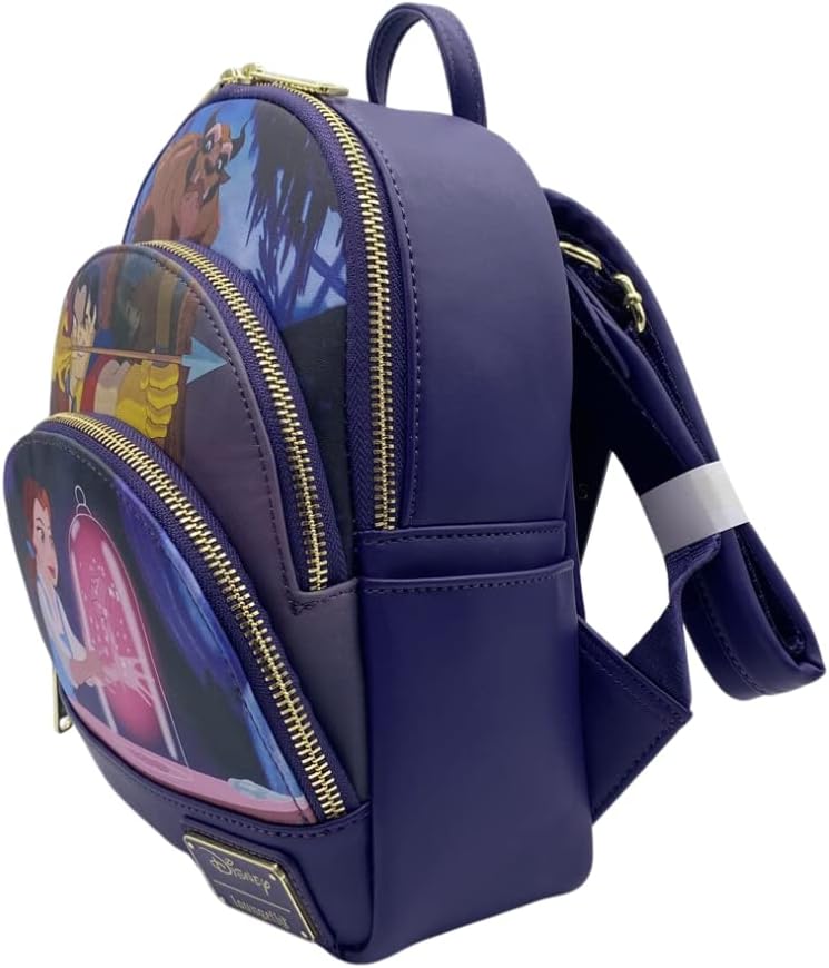 Loungefly Beauty and the beast Scene Triple Pocket Mini Backpack Shoulder Bag - Image 2