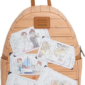 Loungefly Disney Pixar Up Carl & Ellie Photos Mini Backpack BROWN