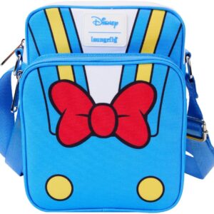 Loungefly Disney Donald Duck 90th Anniversary Cosplay Nylon Passport Crossbody Bag, Blue