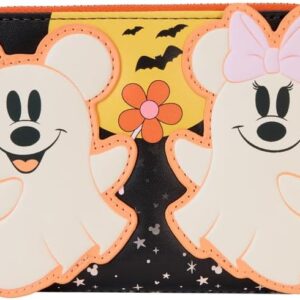 Loungefly Disney Mickey and Minnie Floral Ghost Glow Zip Around Wallet