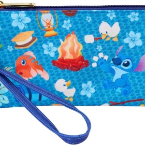 Loungefly Disney Stitch Camping Cuties AOP Nylon Wristlet