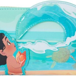 Loungefly Disney Young Moana Ocean Waves Zip Around Wallet
