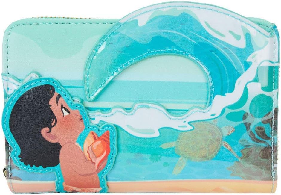 Loungefly Disney Young Moana Ocean Waves Zip Around Wallet